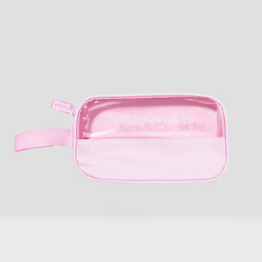 Mini Beauty Bag Rosada – Estuche Transparente de Viaje 💼💖